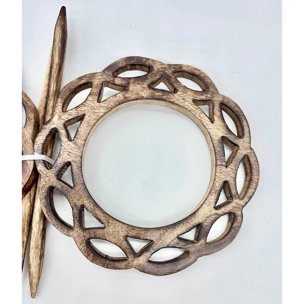 New Carved Wooden Curtain Brooch Tieback, with a matching stick pin
